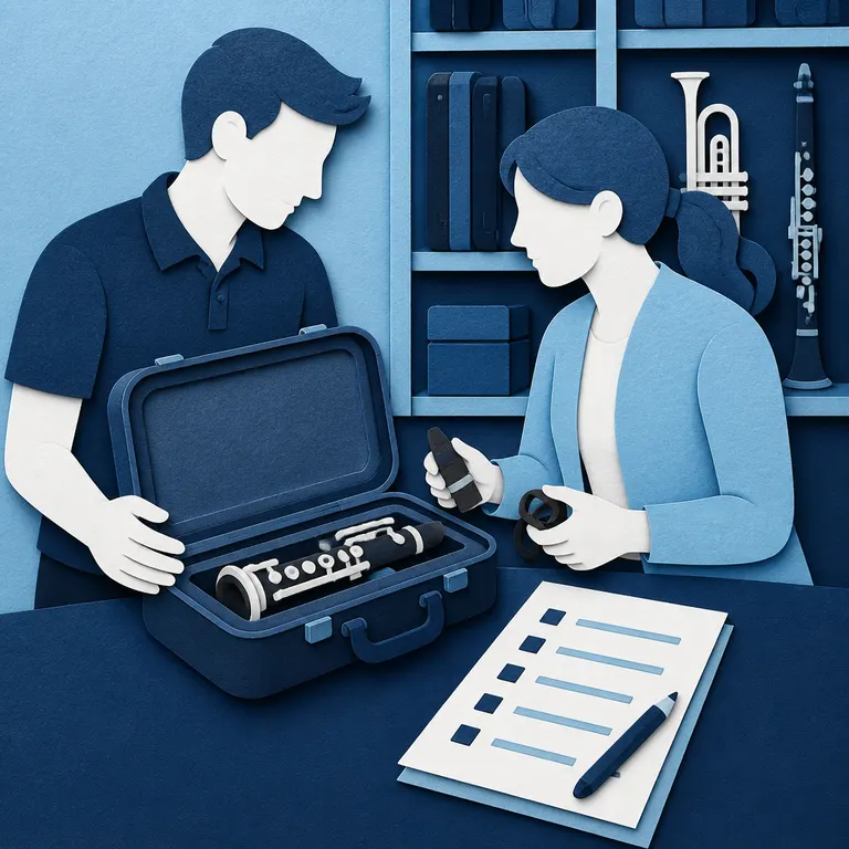 Zwei Vereinsmitglieder dokumentieren die Übergabe eines Instruments