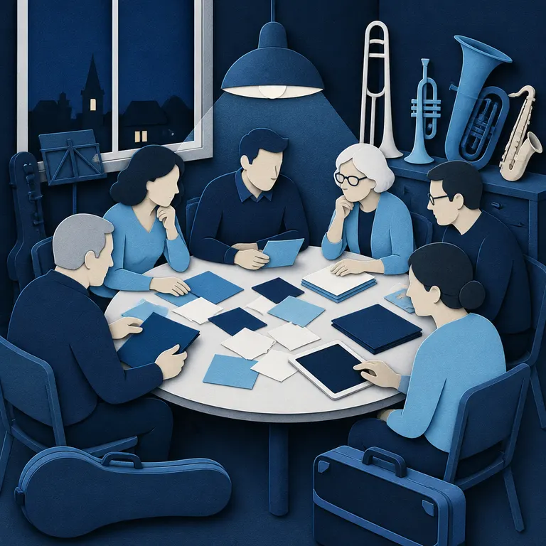 Papier-Silhouettenillustration zu Vorstandsarbeit im Musikverein organisieren